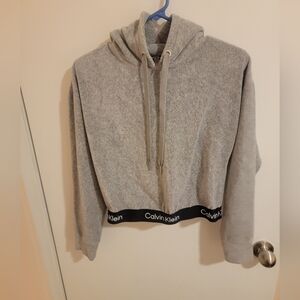 Calvin Klein Performance HoodieCrop Sweatshirt WomensXS Gray Athletic Activewear